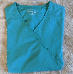Teal scrub top.